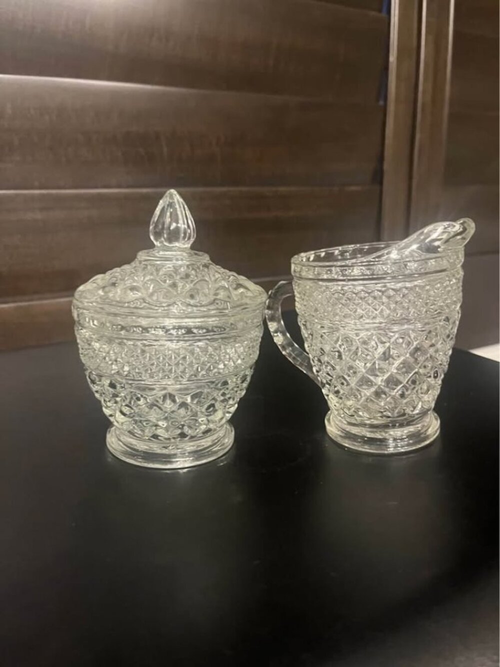 Vintage Anchor Hocking Wexford Sugar Bowl And Creamer Set